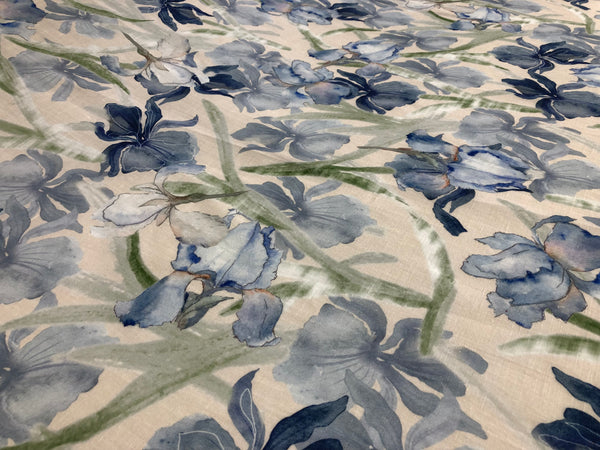 Blue Iris Print on Linen