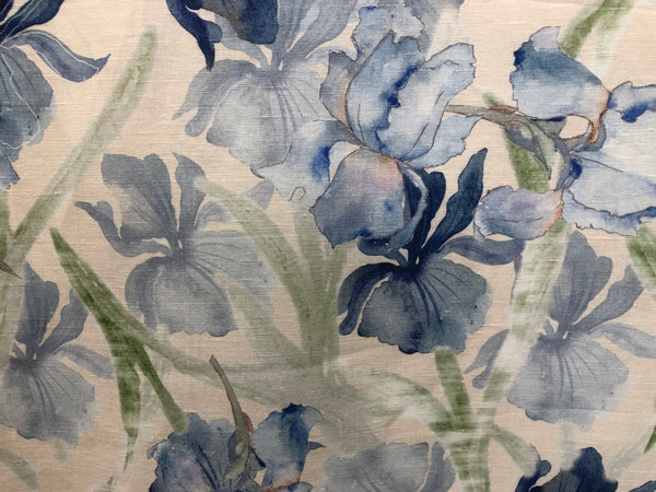 Blue Iris Print on Linen
