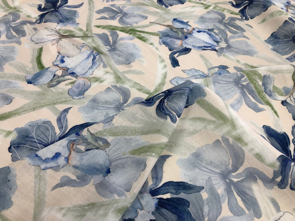 Blue Iris Print on Linen