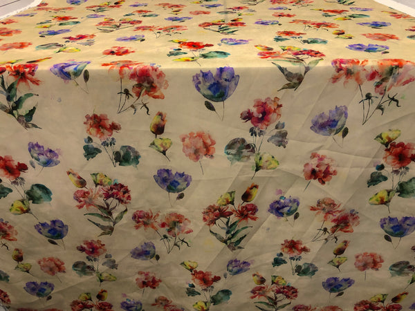 Watercolour Floral Print on Super Fine Linen
