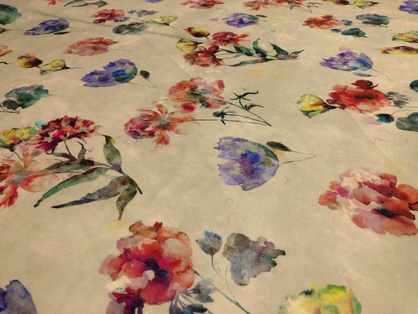 Watercolour Floral Print on Super Fine Linen