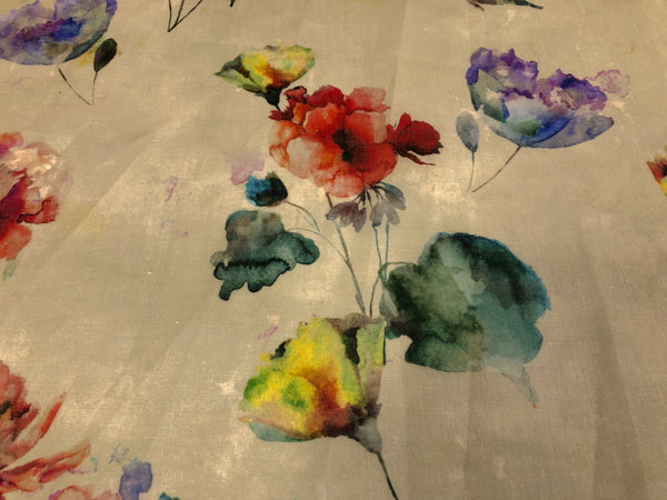 Watercolour Floral Print on Super Fine Linen