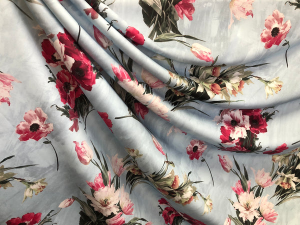 Spring Flowers Print on Cotton Jersey