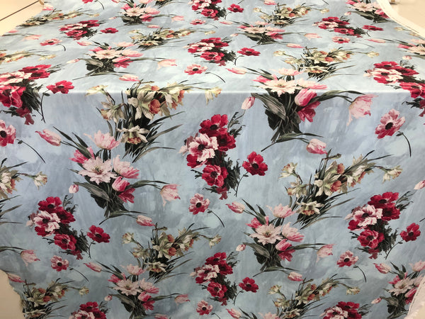 Spring Flowers Print on Cotton Jersey