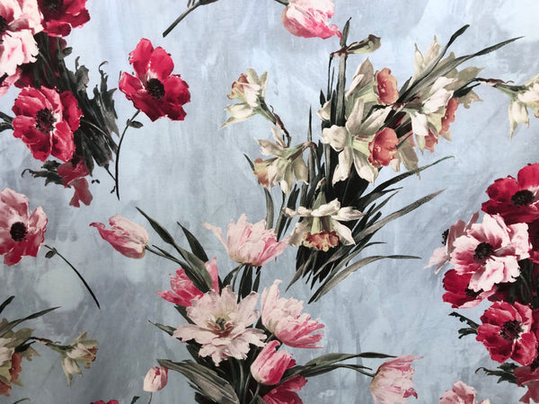 Spring Flowers Print on Cotton Jersey