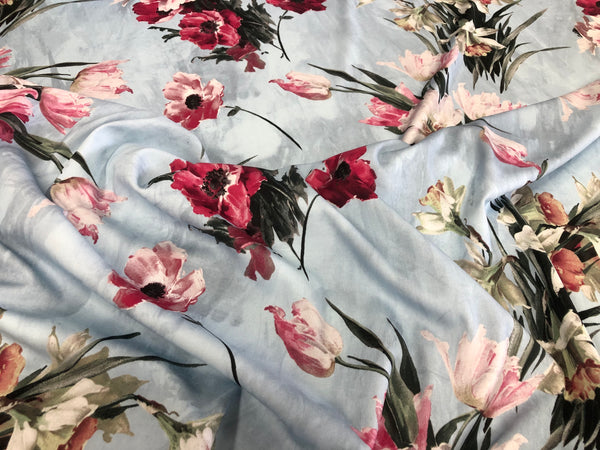 Spring Flowers Print on Cotton Jersey