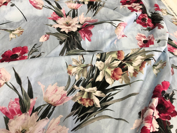 Spring Flowers Print on Cotton Jersey