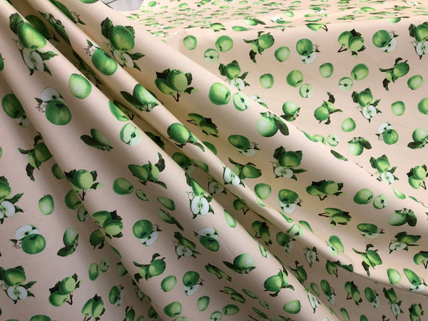Green Apple Print on Cotton Poplin