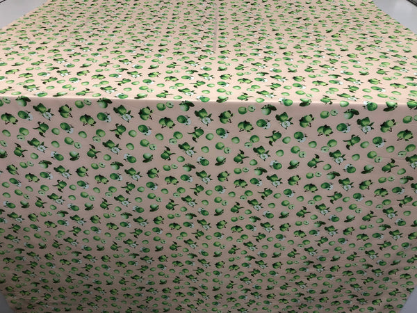 Green Apple Print on Cotton Poplin