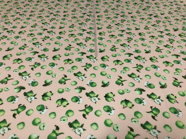 Green Apple Print on Cotton Poplin