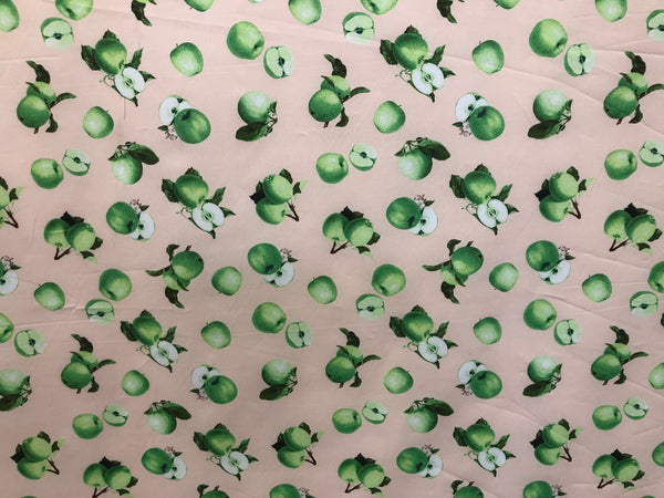 Green Apple Print on Cotton Poplin
