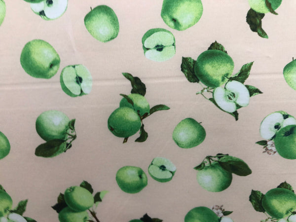 Green Apple Print on Cotton Poplin
