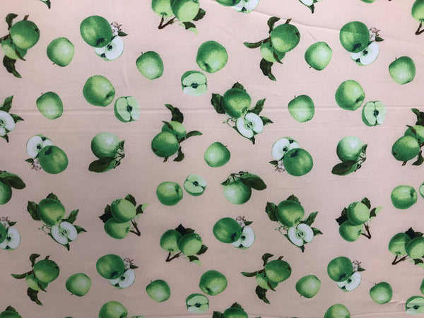 Green Apple Print on Cotton Poplin