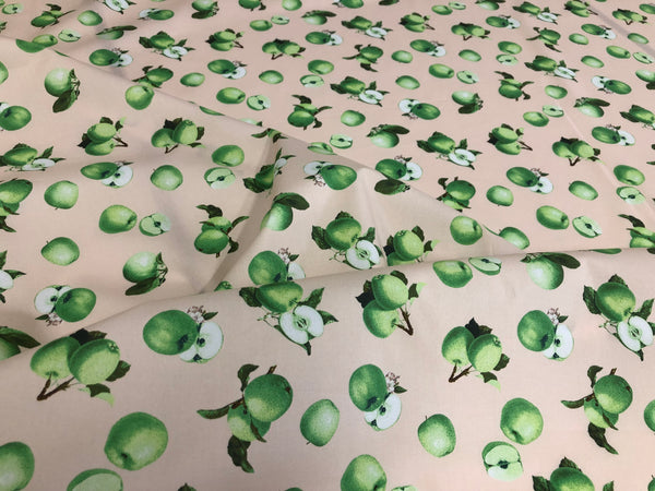 Green Apple Print on Cotton Poplin