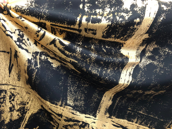 Abstract Gold & Black Twill Jacquard
