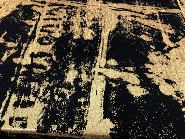 Abstract Gold & Black Twill Jacquard