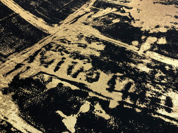 Abstract Gold & Black Twill Jacquard