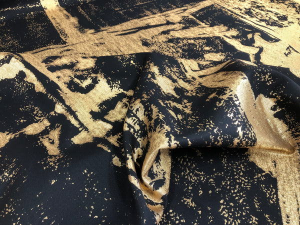 Abstract Gold & Black Twill Jacquard