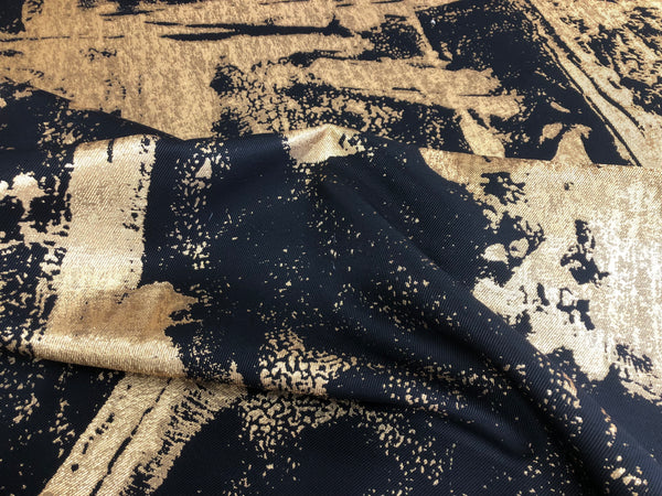 Abstract Gold & Black Twill Jacquard