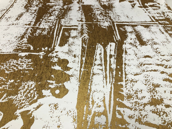 Abstract Gold & White Reversible Twill Jacquard