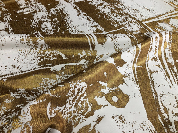 Abstract Gold & White Reversible Twill Jacquard