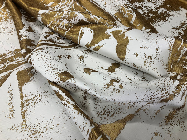 Abstract Gold & White Reversible Twill Jacquard