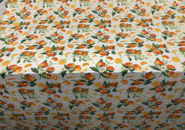 Oranges Print on White Viscose