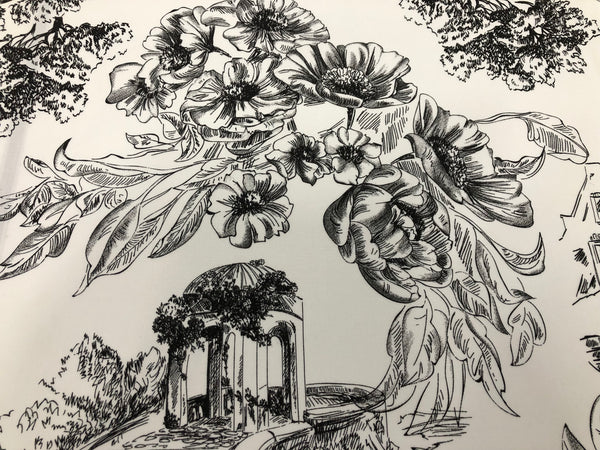 Countryside Black Print on White Viscose