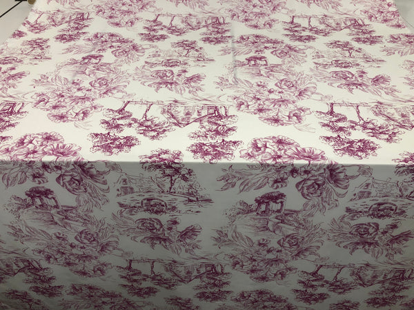 Countryside Fuschia Print on White Viscose
