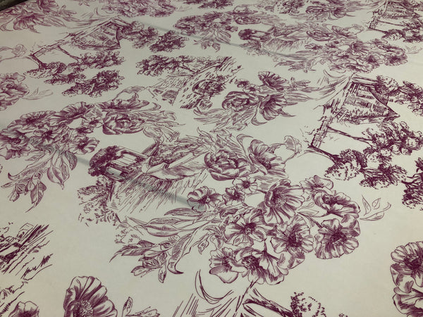 Countryside Fuschia Print on White Viscose