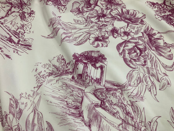 Countryside Fuschia Print on White Viscose