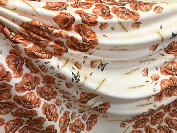 Poppy flowers Print on Stretch Cotton Sateen