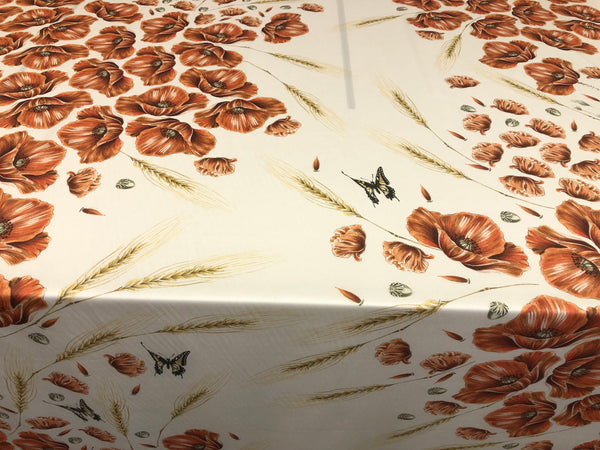 Poppy flowers Print on Stretch Cotton Sateen