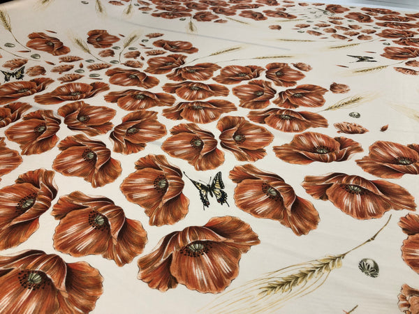 Poppy flowers Print on Stretch Cotton Sateen