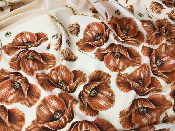 Poppy flowers Print on Stretch Cotton Sateen