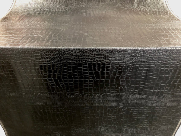 Faux Reptile Leather on Stretch Suede, Black