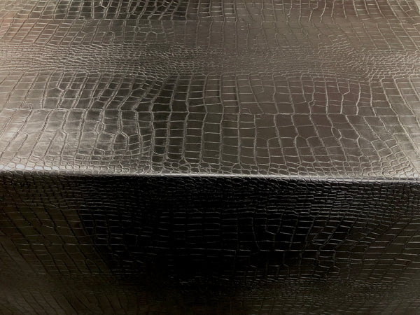 Faux Reptile Leather on Stretch Suede, Black