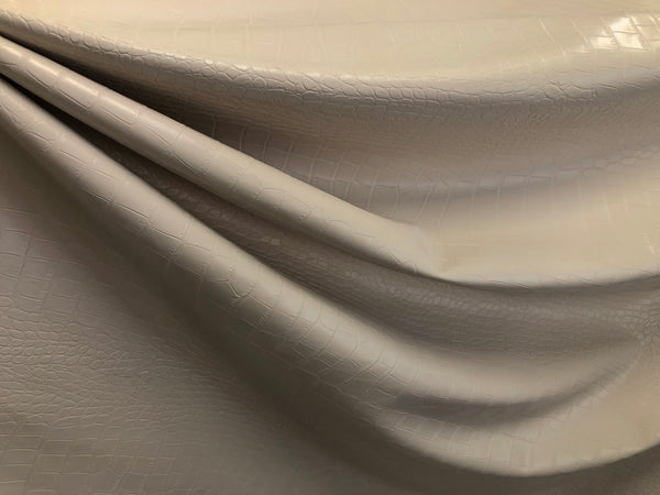 Faux Reptile Leather on Stretch Suede, Light Beige