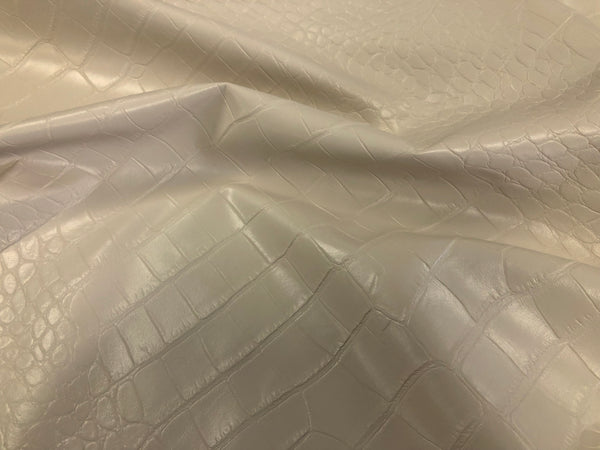 Faux Reptile Leather on Stretch Suede, Light Beige