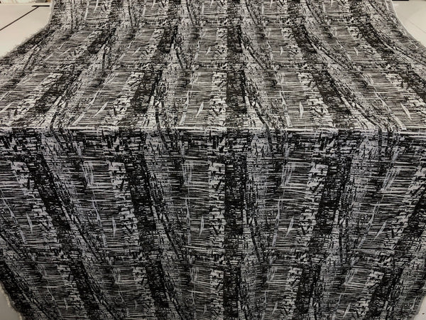 Abstract Grey,White & Silver Jacquard