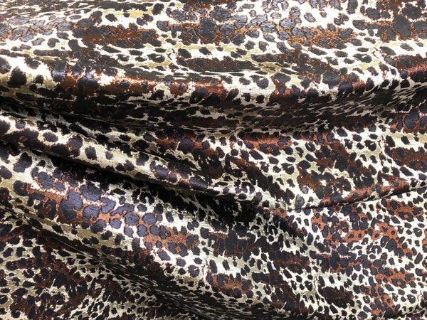 LAST PIECE: 2.3 MT  Gold, Black & Brown Jacquard - Lame