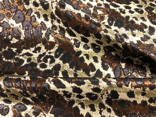 LAST PIECE: 2.3 MT  Gold, Black & Brown Jacquard - Lame