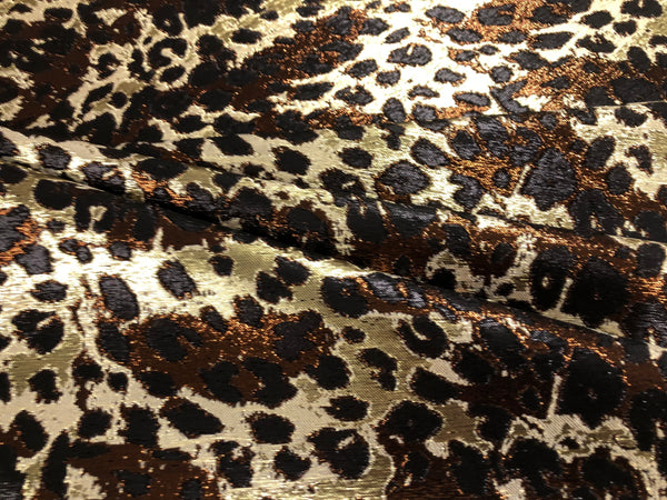 LAST PIECE: 2.3 MT  Gold, Black & Brown Jacquard - Lame