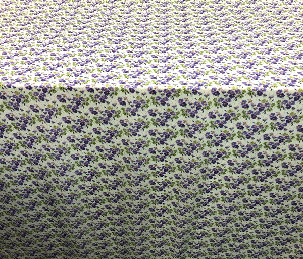 Purple Violets Print on Cotton Voile, Mint