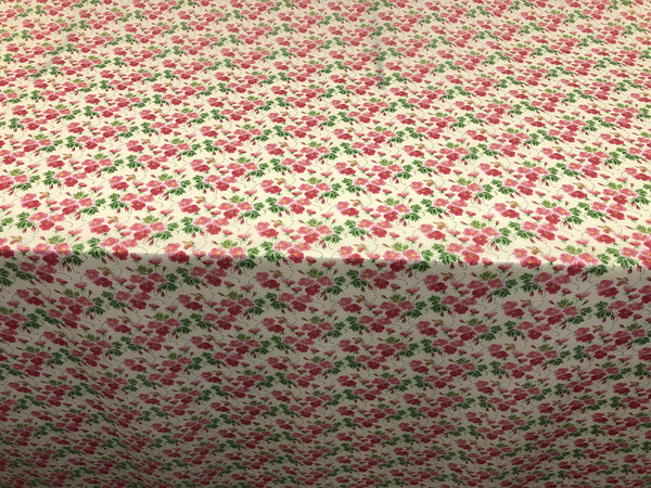 Pink Violets Print on Cotton Voile, Peach