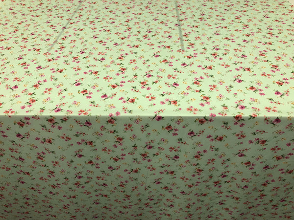 Mini Roses Print on Cotton Voile, Pale Green