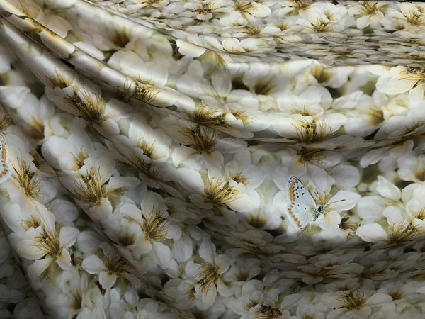 Spring Blossom on Satin,Olive