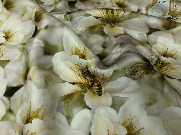 Spring Blossom on Satin,Olive