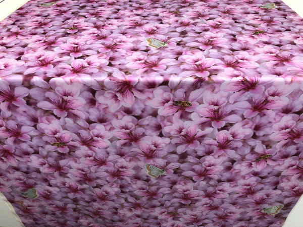 Spring Blossom on Satin,Pink