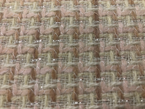 Beige,Pale Pink, White & Silver Tweed Suiting